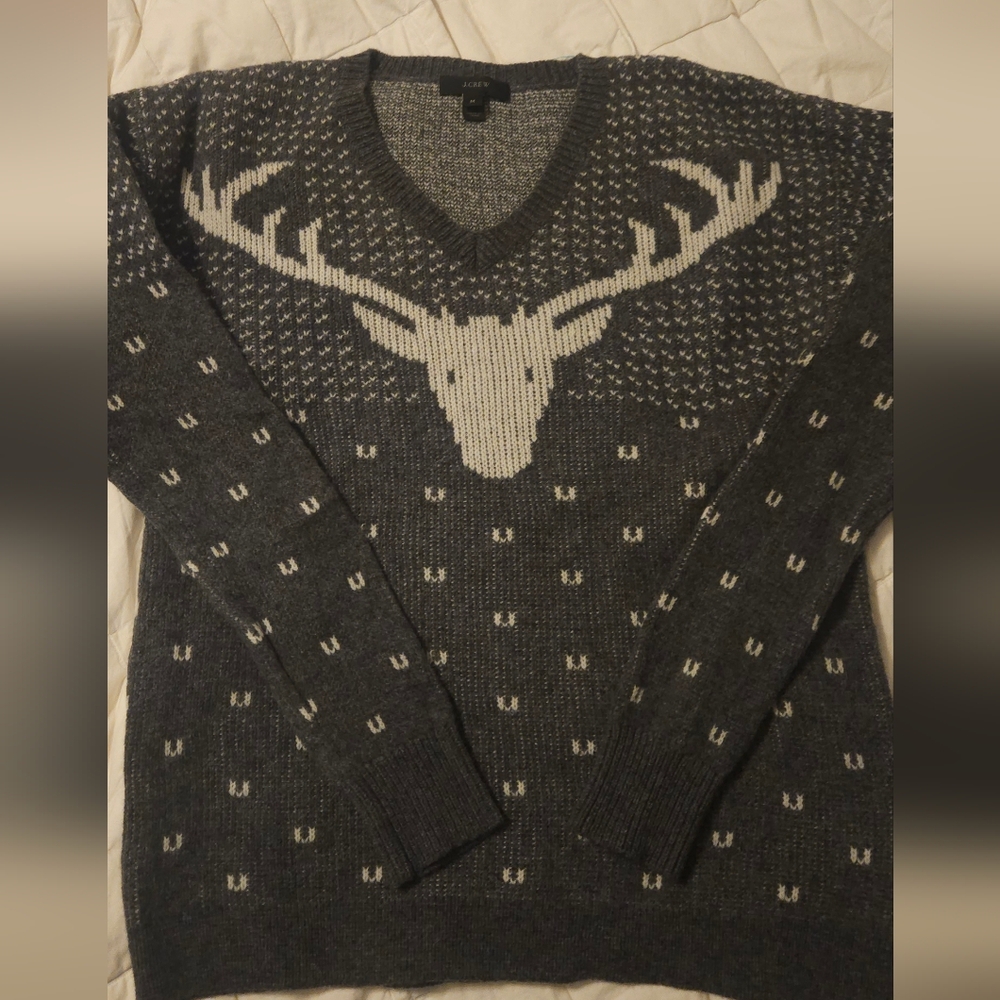 J. CREW WOOL SWEATER DEER PRINT SIZE MEDIUM